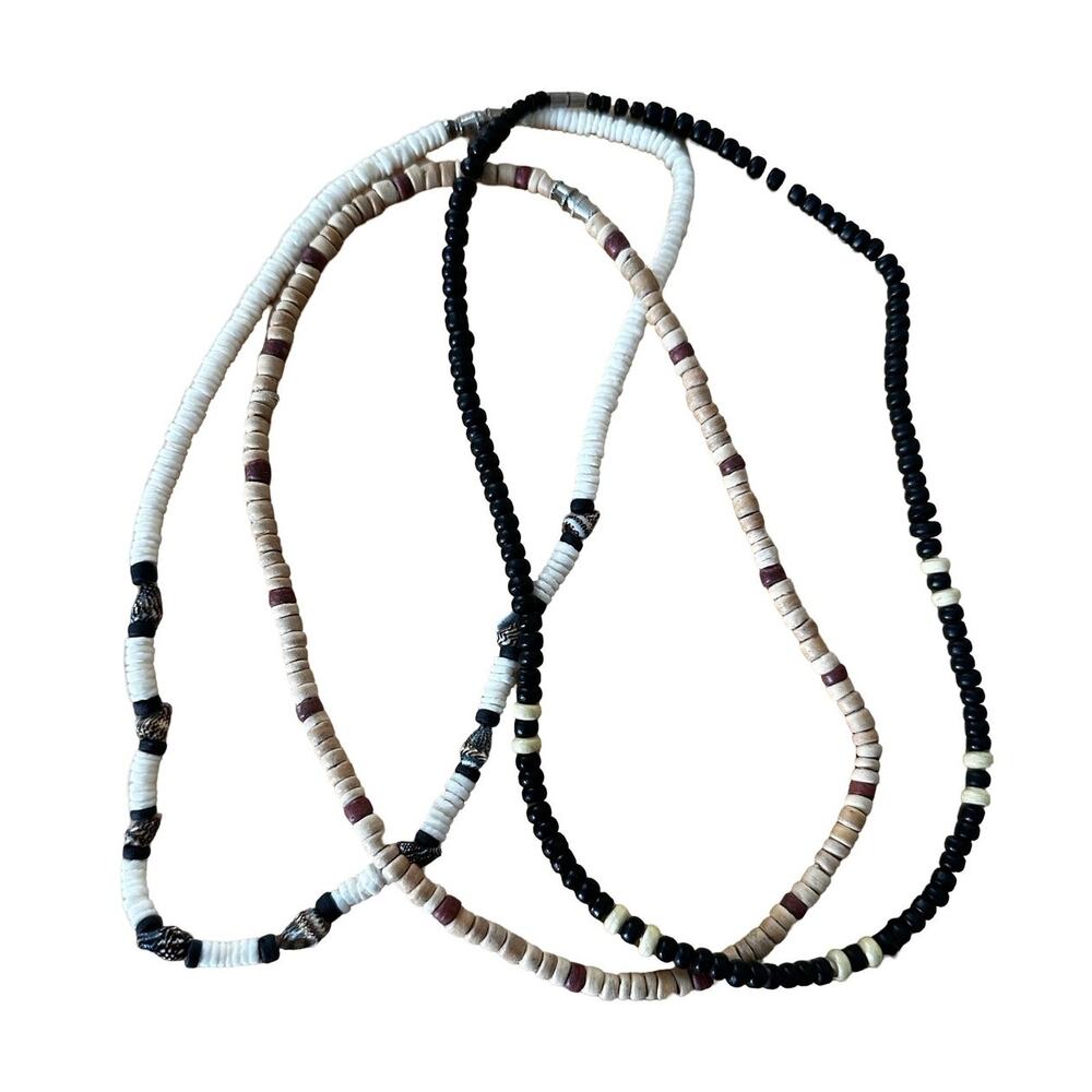 Set of Three 90s Y2K Beachy Heishi Choker Necklaces